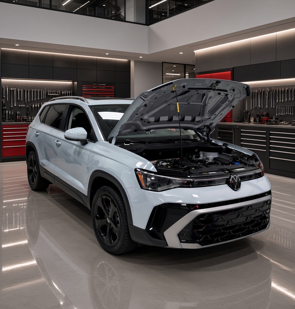 Volkswagen SUV receiving technical service